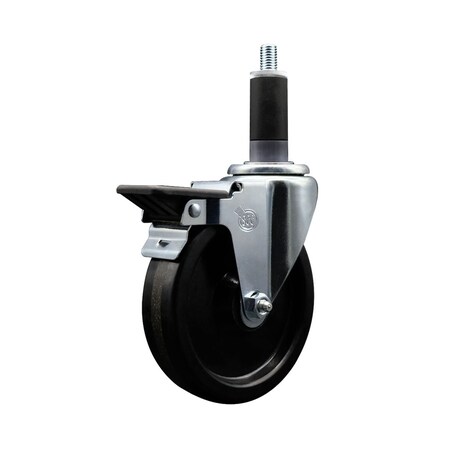 Service Caster 5'' Phenolic Swivel 1-1/8'' Expanding Stem Caster with Brake SCC-EX20S514-PHS-PLB-118